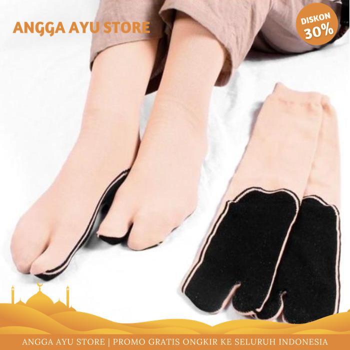 KAOS KAKI MATA KAKI WANITA MUSLIMAH KAOS KAKI JARI CREAM TAPAK HITAM KUALITAS PRODUK TERBAIK