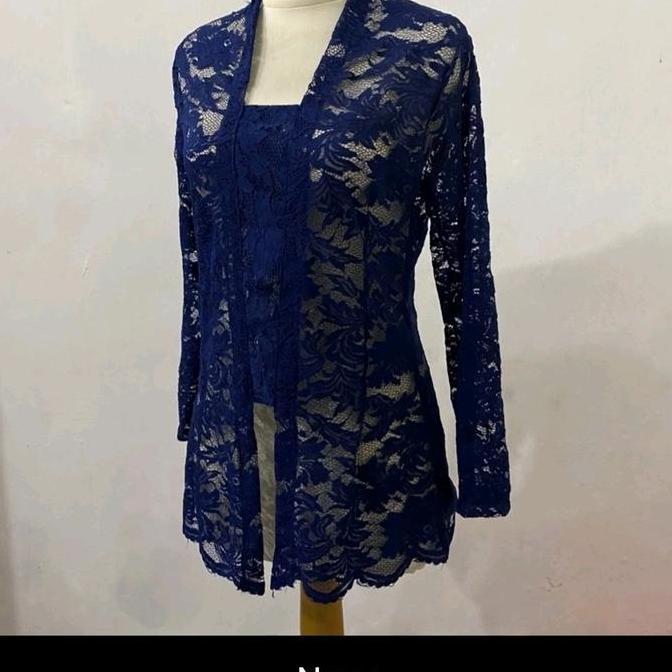 XL L M Kebaya Brukat Melar Tangan Panjang Brokat Navy Hijau Army Sage