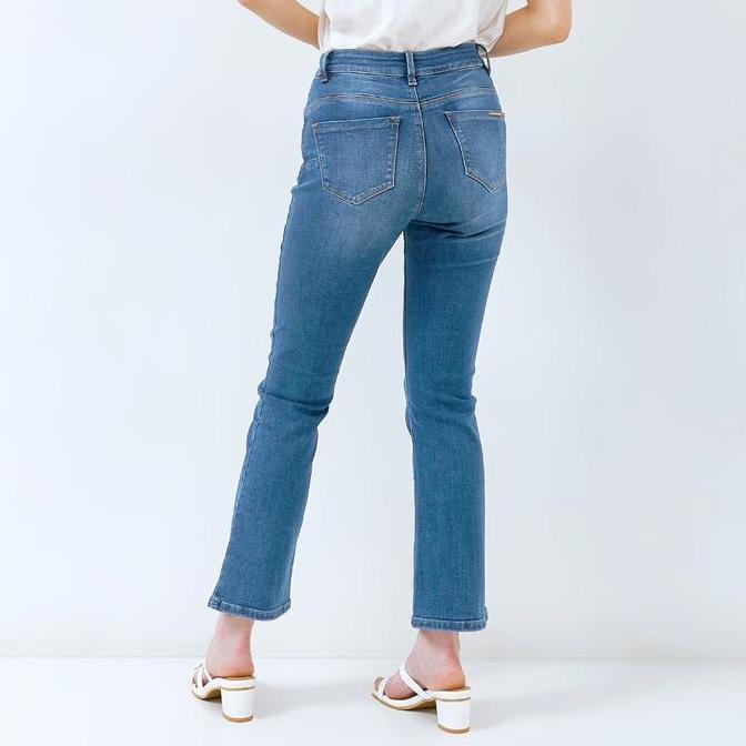 C2 Vloopy Blue Dual Push Bootcut Hhwaist Jeans Wanita