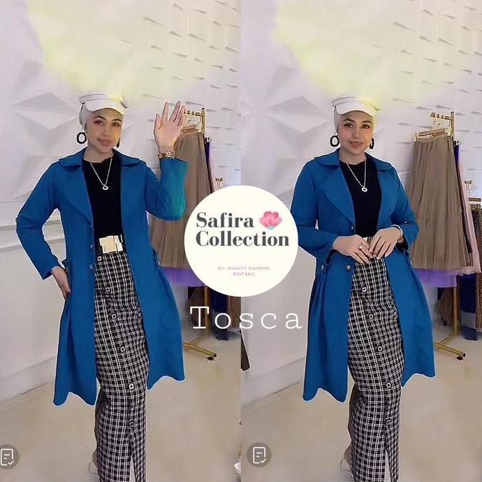 Monza Long Blazer | Bahan Suede Jaket Panjang Wanita Oversize Lembut Zipper