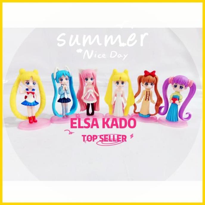 action figure sailor moon set 6 pajangan mobil sailormoon hiasan kue