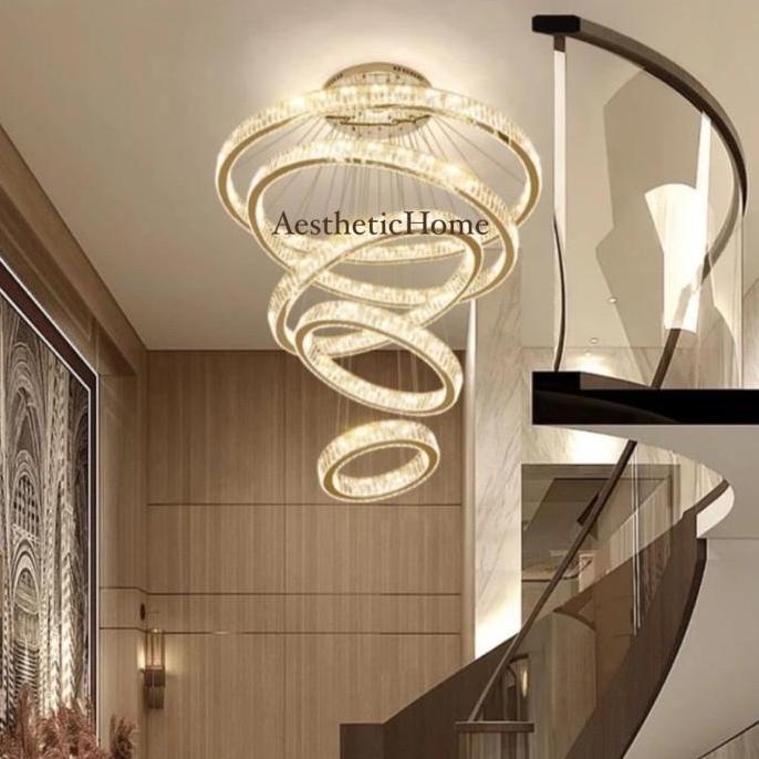 Terlaris Lampu Gantung Void Kristal Ring Led / Luxury Crystal Chandelier Void