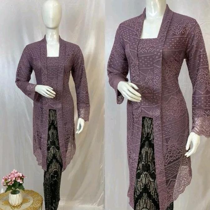 Kebaya Tunik kutu baru Brukat polos kebaya pesta dan wisuda Atasan Baju Brokat Wanita Kondangan