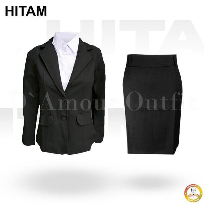 D'amour Outfit | Setelan Jas Blazer Rok Span Mini Wanita Formal Kantoran Hitam Abu Navy Coklat S-5L 