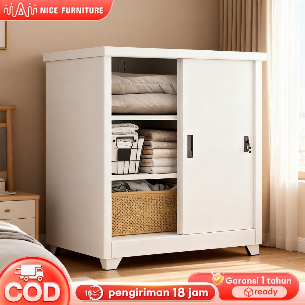 Lemari Pakaian Besi 2 Pintu Sliding Minimalis | Lemari Pakaian Besi Sliding | Pintu Geser | 100/120/
