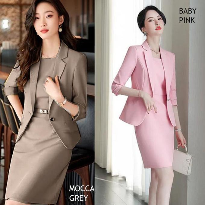Setelan Blazer dan Dress Kantor Wanita