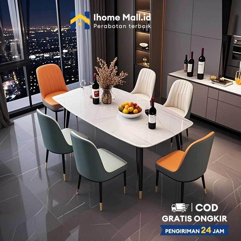 Meja Makan Kayu Meja Makan Aesthetic Dengan Sticker Marmer Meja Makan Minimalis Meja Makan Murah