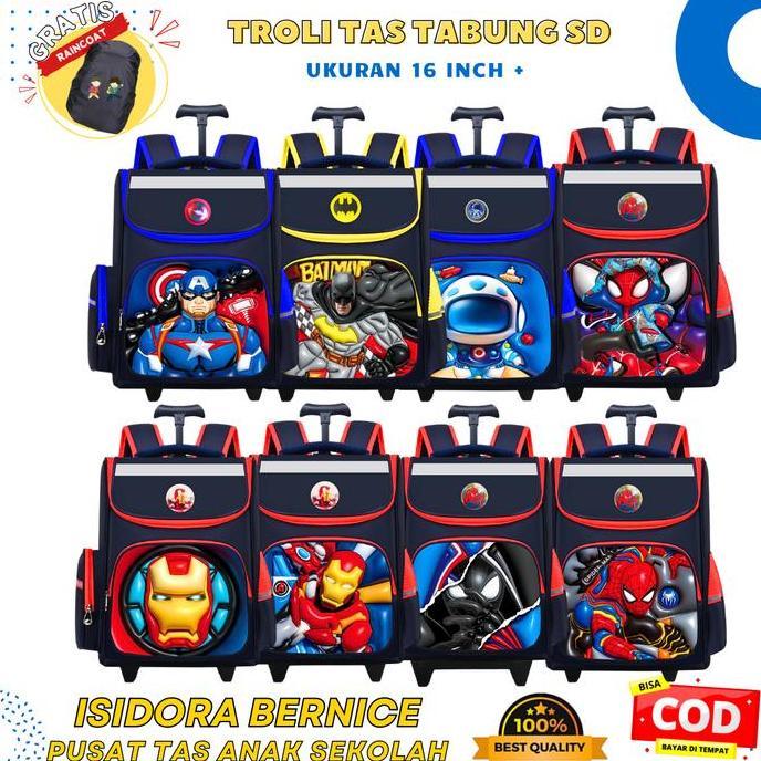 Pusat - Tas Troli Koper Anak Sekolah Laki Sd Karakter Timbul Bahan Super Tebal Kuat Tas Tabung Troli