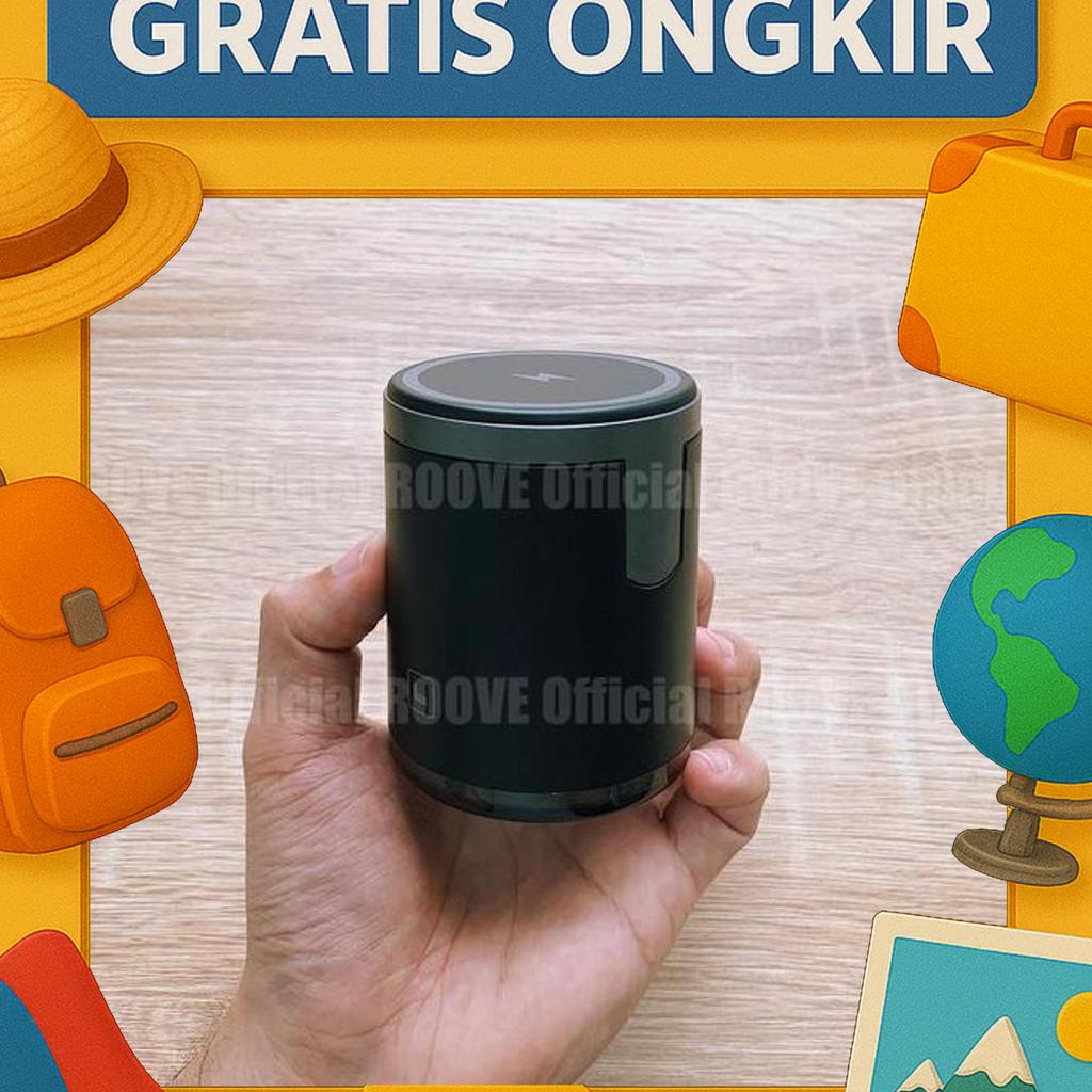 Elavo Travel Wireless Charger Portable Magnet Travelling Station Stand Dock Type C Lampu Meja Kompat