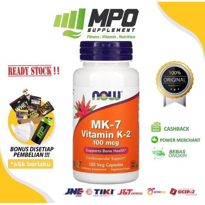 NOW MK-7 Vitamin K-2 NOW Foods MK7 Vitamin K2 100mcg 120 vegcaps