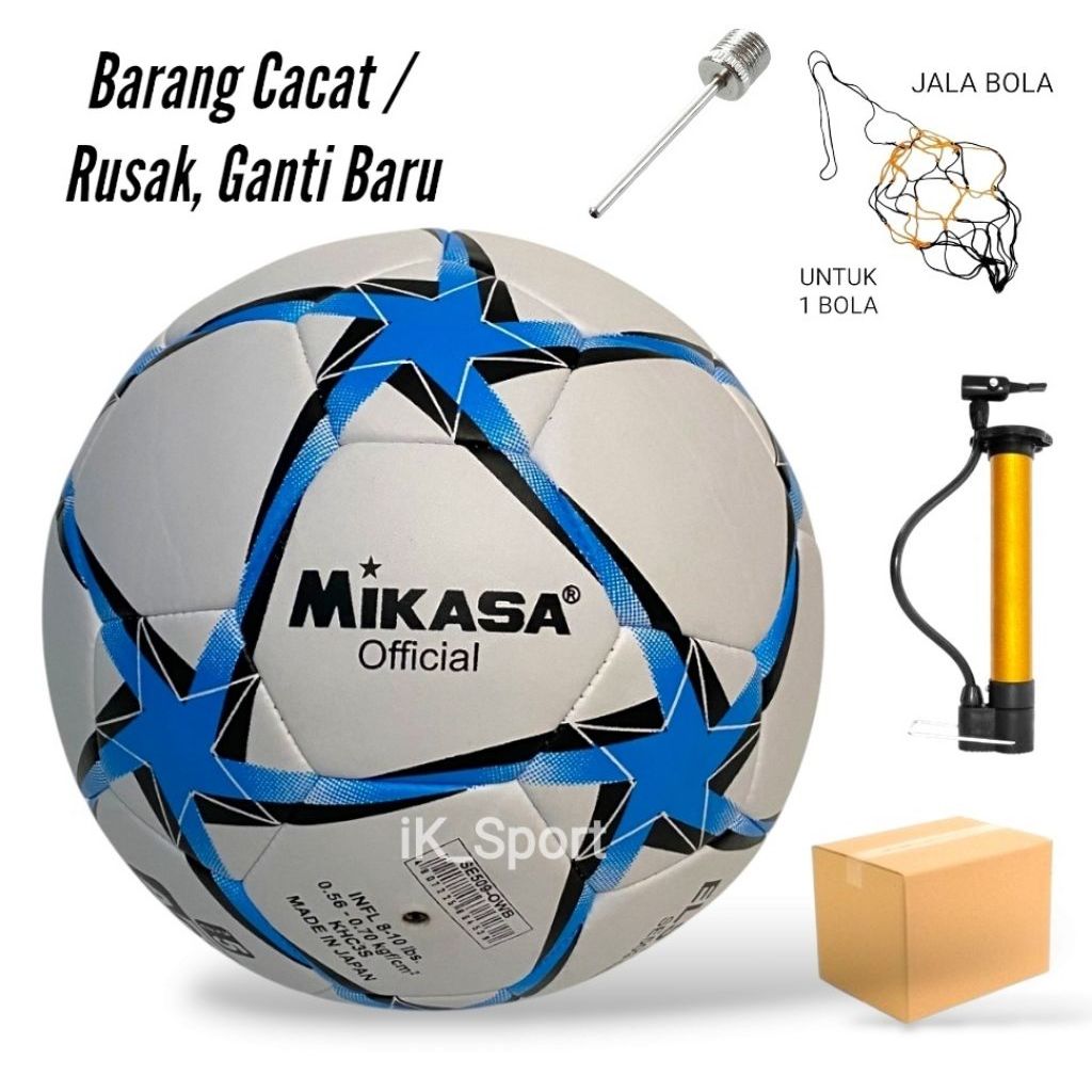 Bola Sepak MIKASA ELSTAR Asli Jahit Size 5 . Bola Kaki No 5 Free Pompa . Bola Mikasa