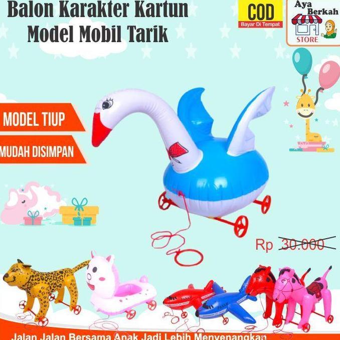 andalanMarket- Mainan Anak Balon pvc karakter tiup Hewan model mobil tarik