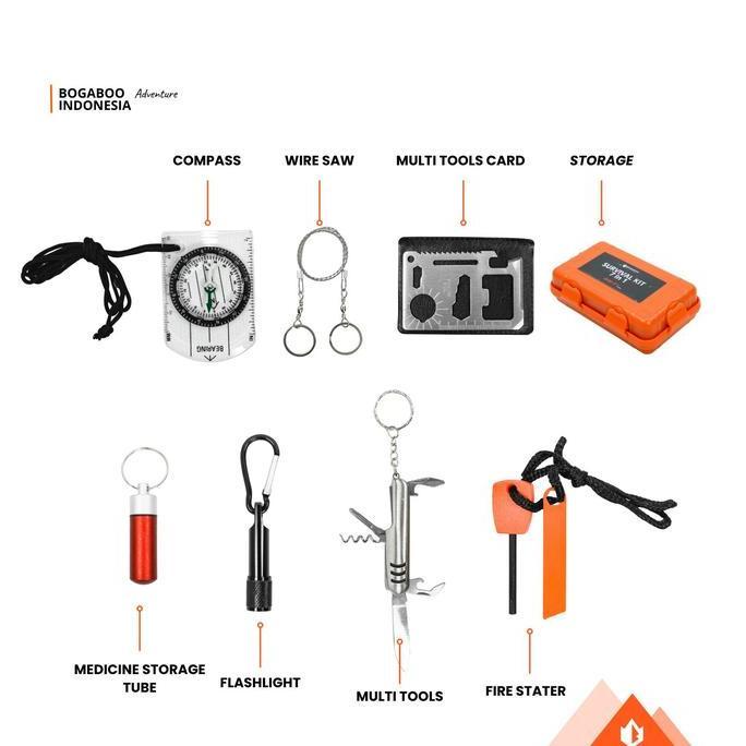 Miliki Bogaboo Eskit Survival Kit Sos 7 In 1 Emergency Tools Camping Outdoor - Alat Survival Bushcra