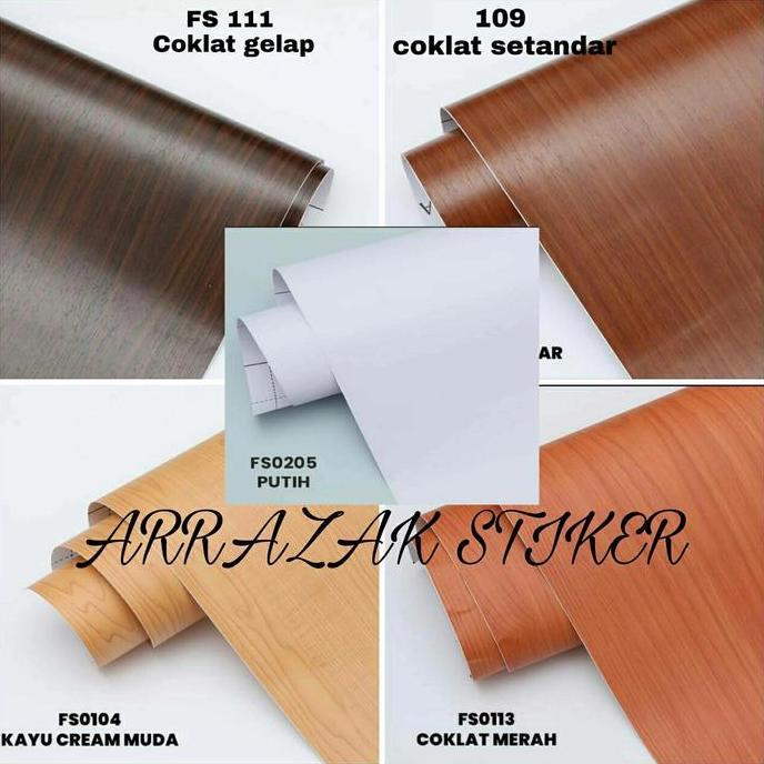 New- Wallpaper Stiker Dinding Lemari Meja Lantai Pintu Motif Serat Kayu 3D