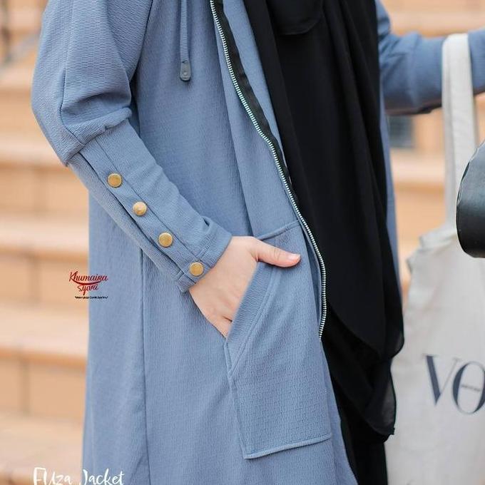 Qeeca dan Fuza Jaket by Khumaira Syari | Long Jaket Outer Wanita | Jaket Panjang Muslimah Syari