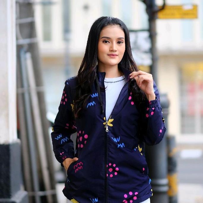 Zhafiraoutfit Jaket Tunik Full Printing Motif Anti Air Anti Angin Musim panas Musim dingin Panjang W
