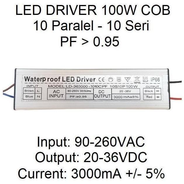TERBARU - Led Driver 100W 3000mA DC20-36V WP PF 0.95