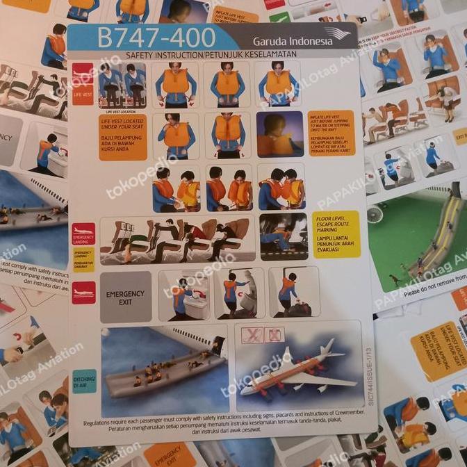 Safety Card Garuda Indonesia Boeing 747-400 Kode 535