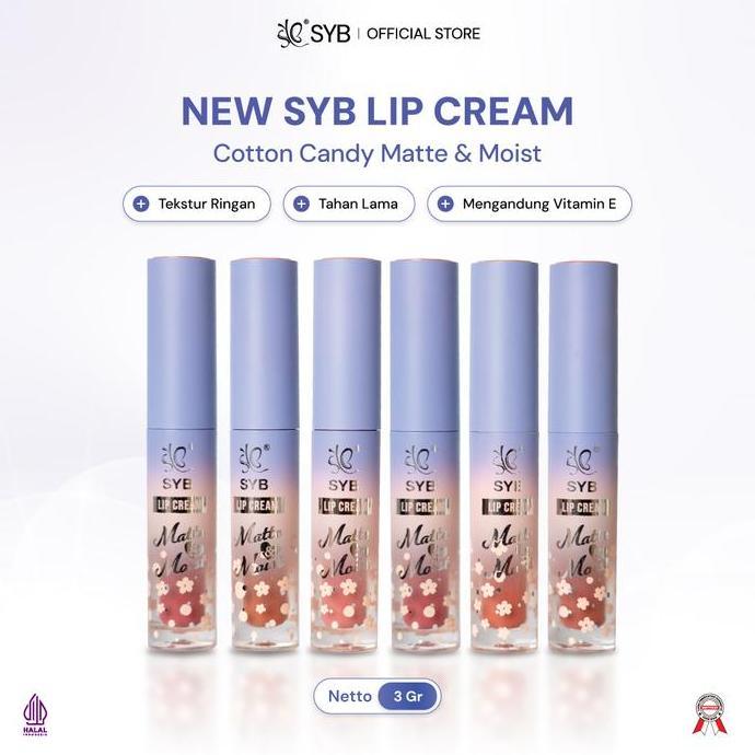 New- SYB Lip Cream Cotton Candy - Tekstur Ringan, Tahan Lama, Dengan Vitamin E [Netto 3 Gr]