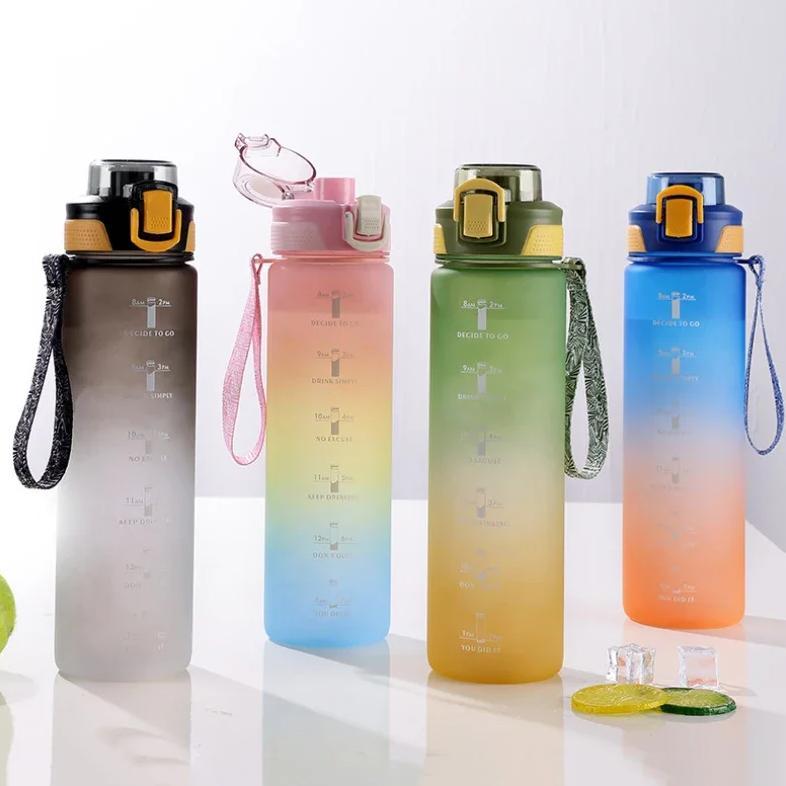 1 Liter Sports Water Bottle with Time Marker Leak-proof Cup Motivational Portable Water Bottle for O