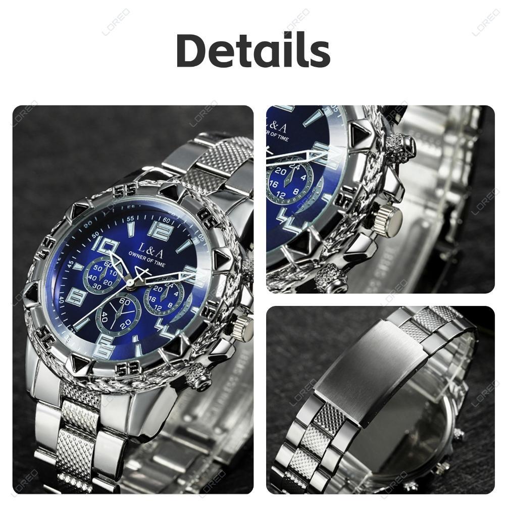 HOT LOREO Jam Tangan Pria Mewah Desain Eropa / Jam Tangan Cowok Chronograph