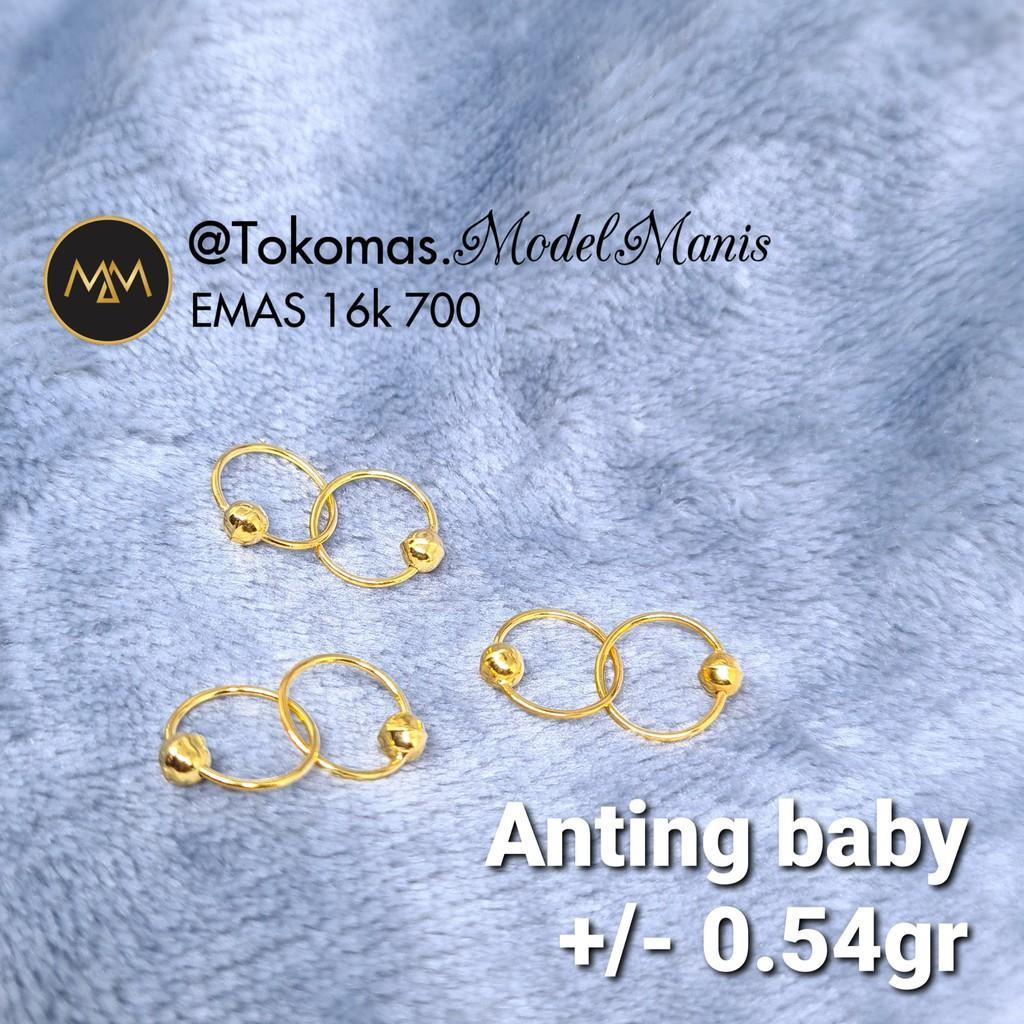 Anting Bayi Emas Anting Bulat Bayi Emas Kuning Kadar 700 70%