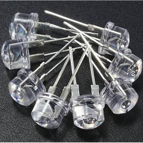 10 PCS LAMPU LED 8MM STRAW HAT WARNA MERAH SUPER TERANG F8 RED STRAWHAT CAMPING