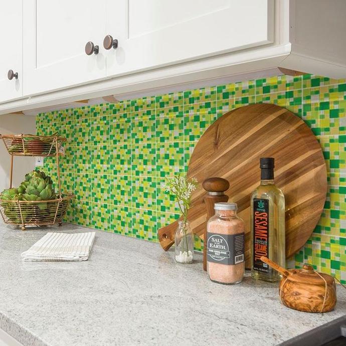 Lansunggaskirim- Zehn Keramik Dinding Dapur Glass Mozaik Bmc-01 30X30 Cm Hijau-Kuning