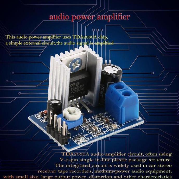 KIT PA. TDA2030 18W MONO + TERMINAL PCB INPUT 6 - 12VDC POWER AMPLIFIER IC TDA 2030 18 WATT