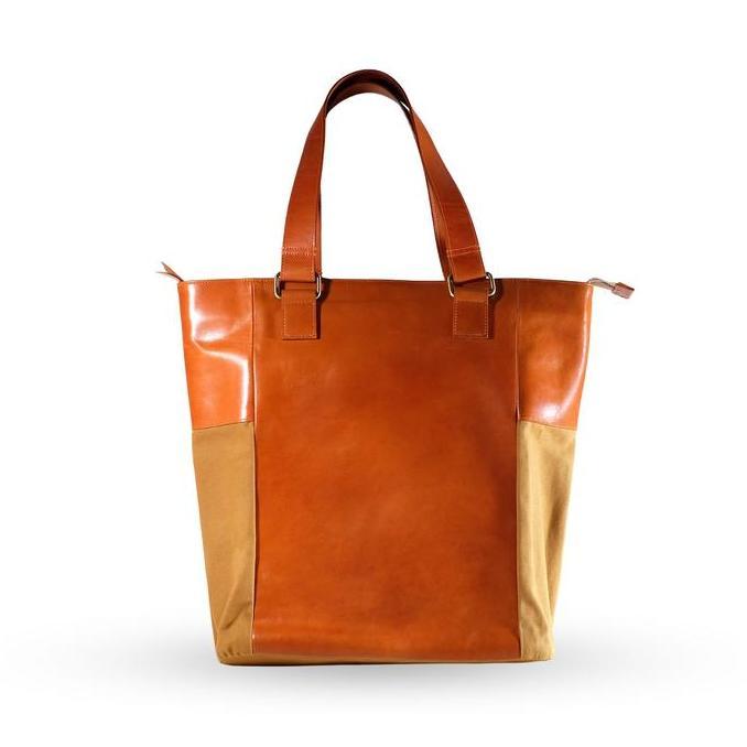 VOYEJ Grote II Tote Bag Leather Canvas Brown - Tas Kulit Unisex