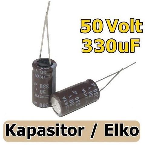 10 PCS KAPASITOR ELCO 330UF/50V 330 MIKRO 50 VOLT 330UF 50V CAPACITOR ELKO 330UF 50V 330UF 50V ISI 1