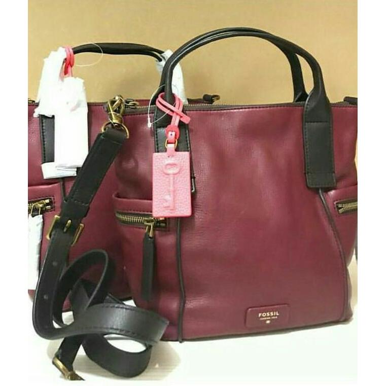 Ready Fossil Emerson Satchel Wine Medium