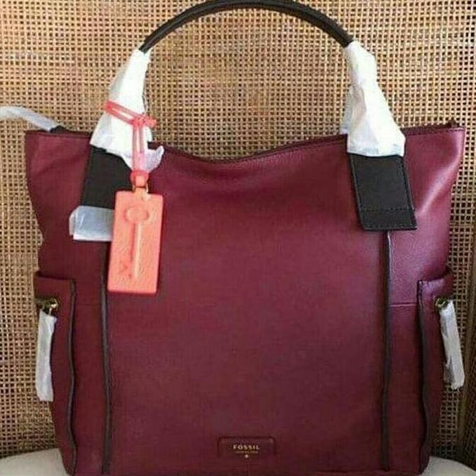 Fossil Emerson Satchel Wine Large