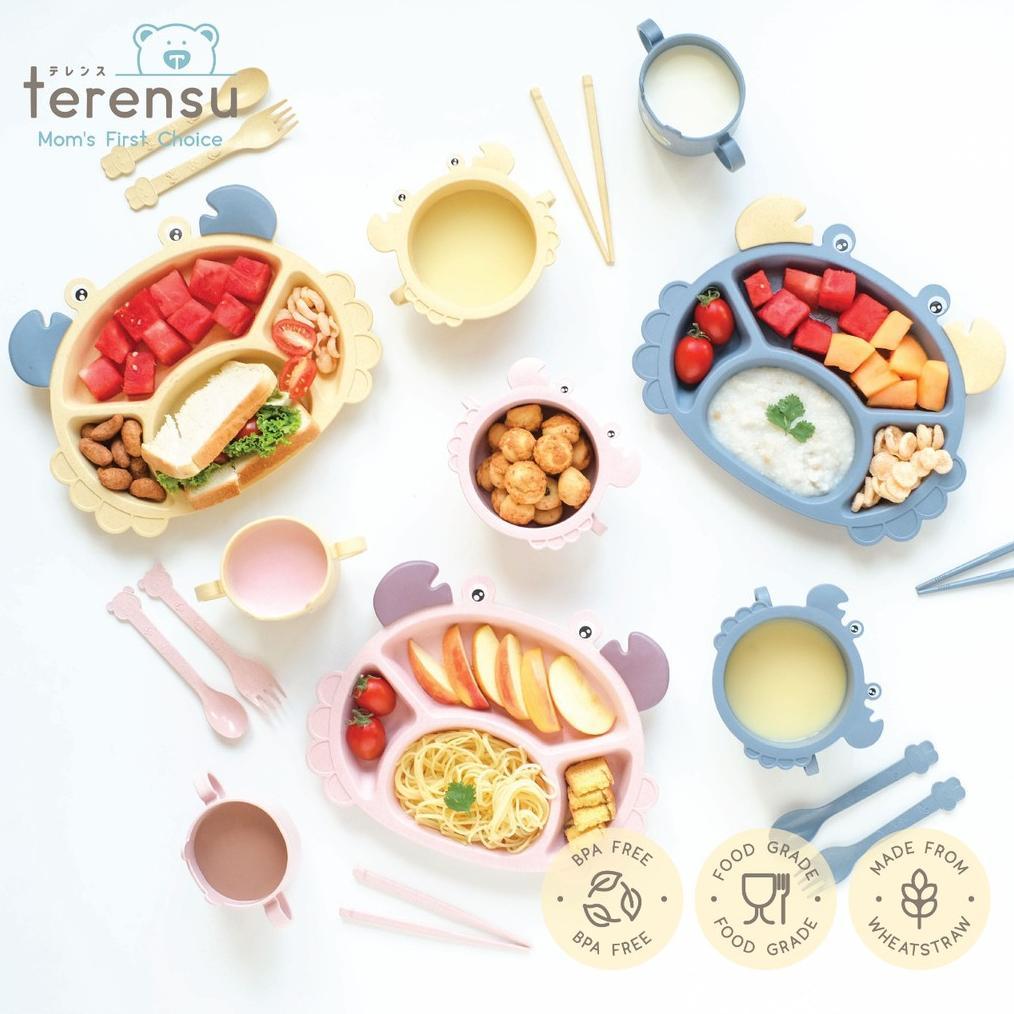 BIG PROMO Terensu [ SATU SET ] Alat Makan Anak sekat Set 6 in 1 ( Piring + Mangkok + Gelas + Sendok 