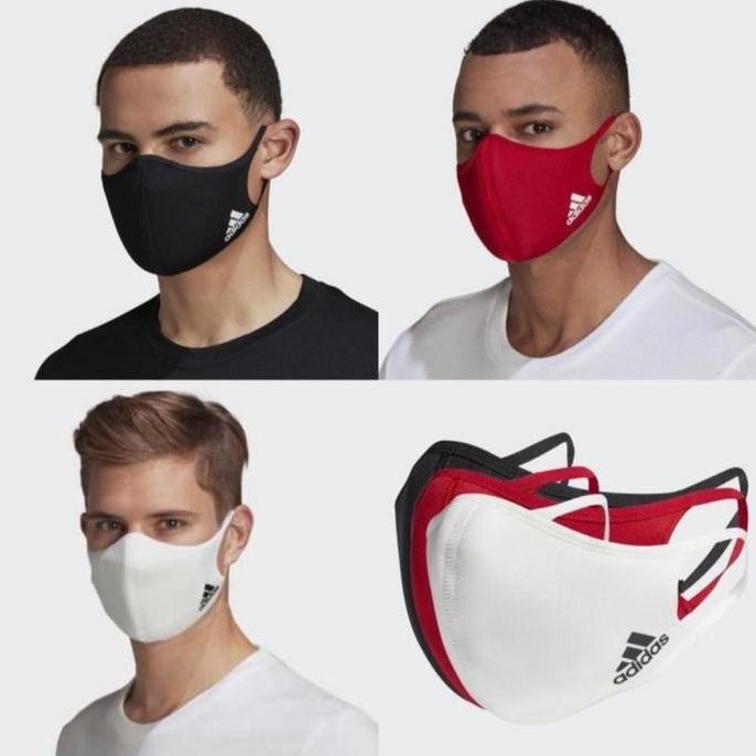 HARGA DISC - Masker Adidas Face Cover BOS Badge of Sport Pack isi 3 Original Mask