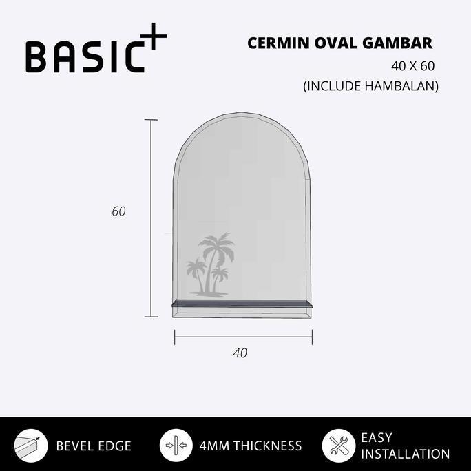 Kaca Cermin Gantung OVAL / Cermin Washtafel Cermin Kamar Mandi - oval