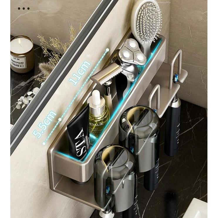 Tempat Sikat Gigi Kamar Mandi Bebas Bor/ Rak Toilet Kamar Mandi Dinding