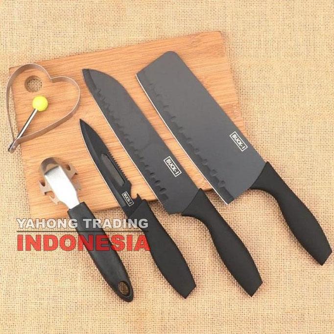 Kithch- Pisau Dapur Lengkap 5Pcs Kitchen Knife Set Buck-I 5 Pcs In 1