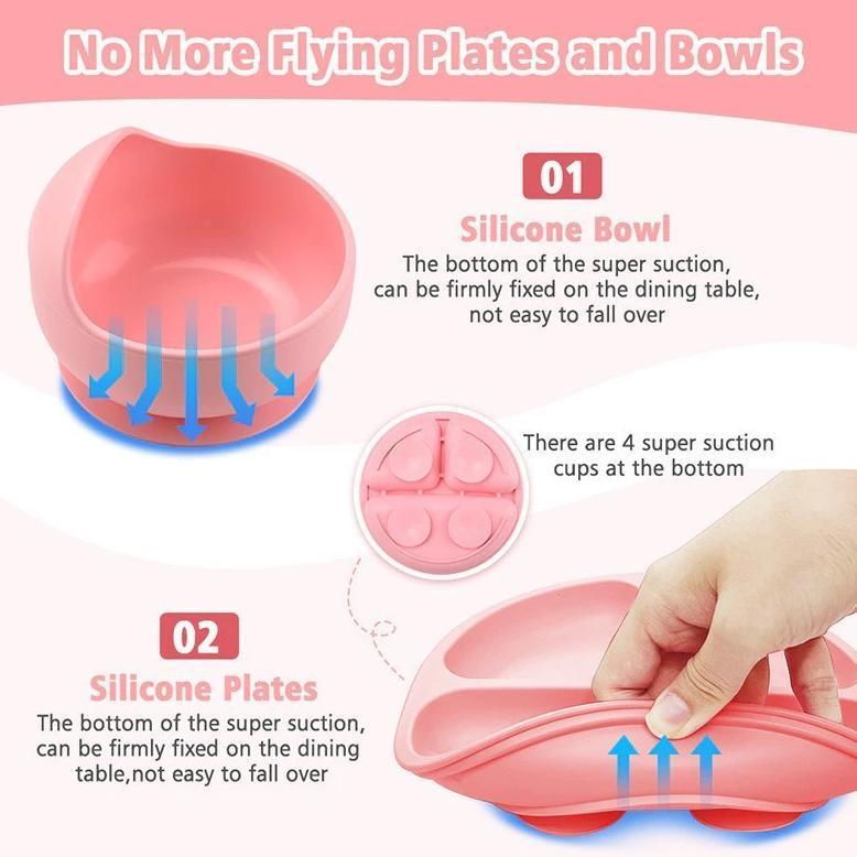 TERBARU COOKGLORY SET PIRING MAKAN BAYI SILIKON - PIRING SILIKON BEBAS BPA & SET MAKAN PENTING