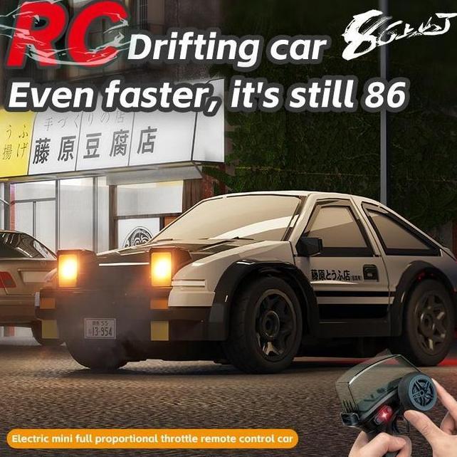 Poko Mobil Rc Drift Mini 164 4Wd Kecepatan Tinggi Remote Control Ae86 Dengan Lampu Led Stiker Diy Ma