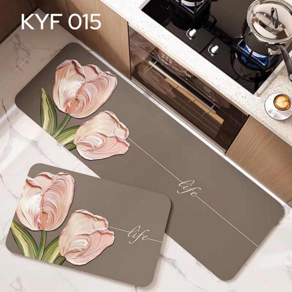 Keset Kaki Diatomite Dapur 2 In 1 Gulung Anti Slip Motif Tebal 3.5mm/Set Keset Diatomite