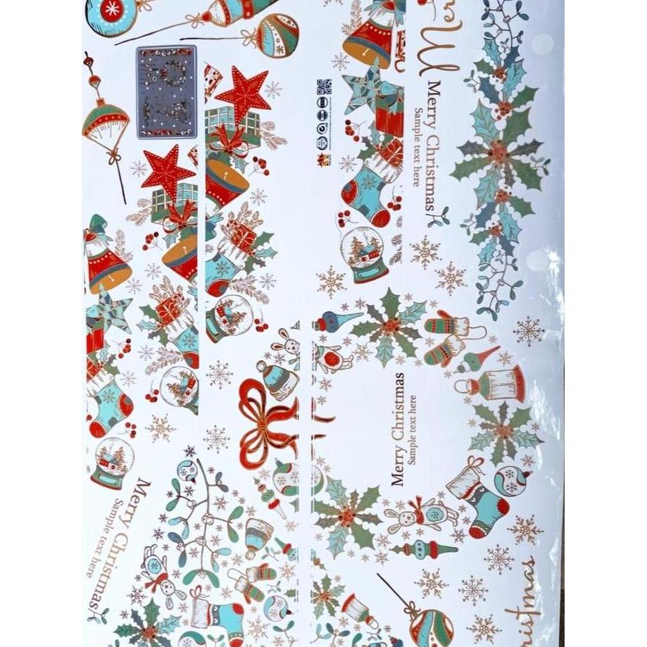Stiker Film Motif Natal Santa Dekorasi Natal