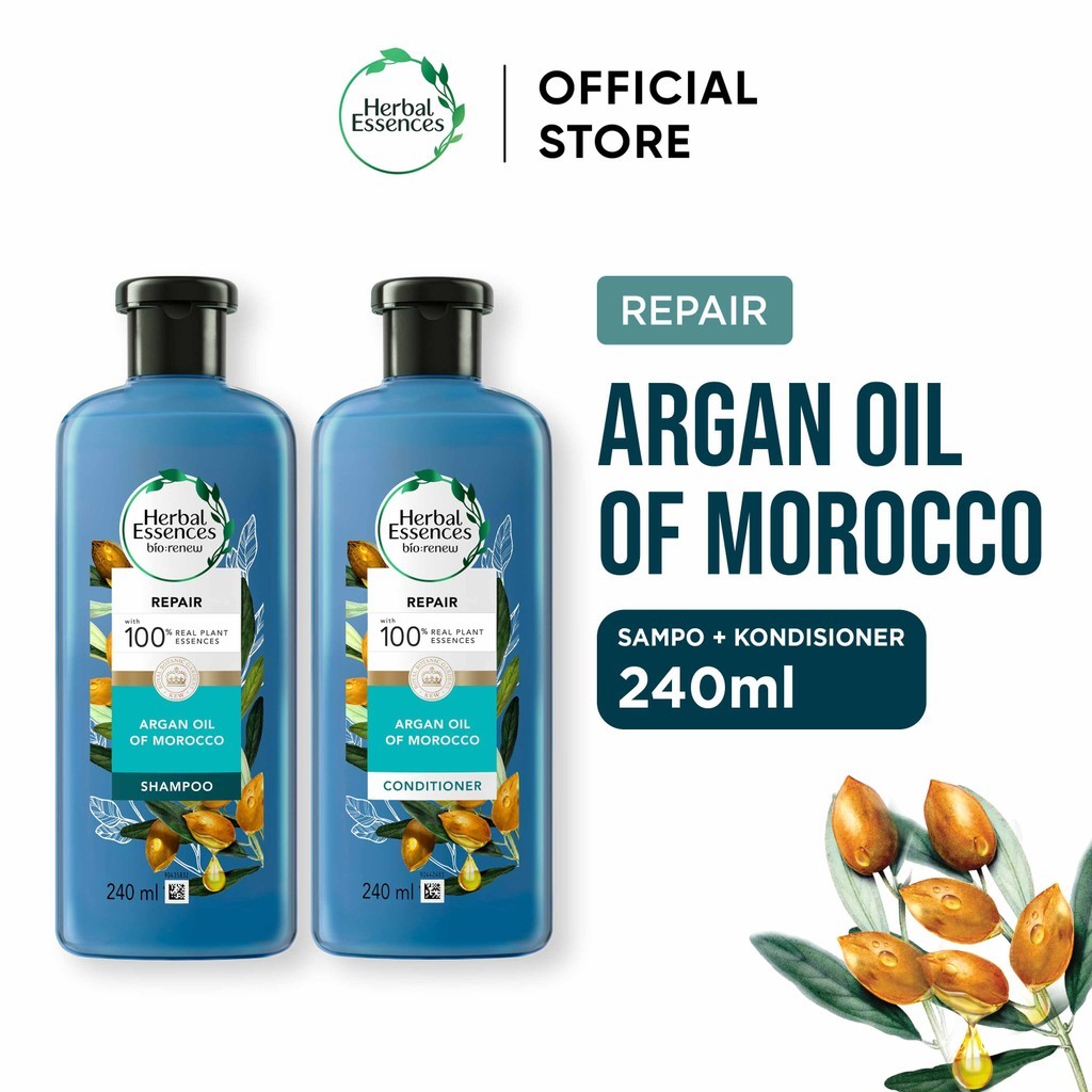 Herbal Essences Sampo dan Kondisioner Repair Argan Oil Perawatan Rambut 240ml / Herbal Essences Sham