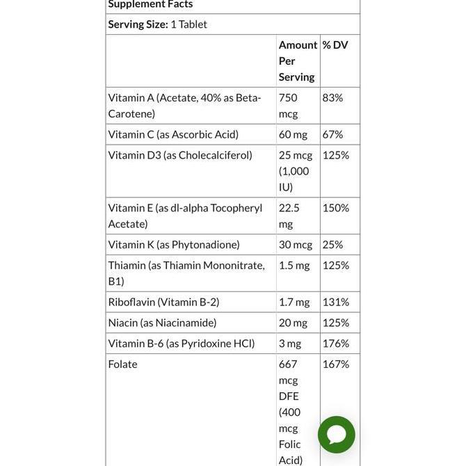 21St Century Sentry Senior 50 Plus Multivitamin Minerals 125 Tablets Original
