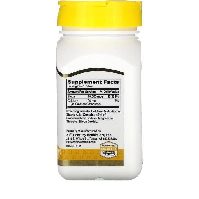 21St Century Biotin 10000 Mcg 120 Tablets Hair Skin Nail Vitamin Original