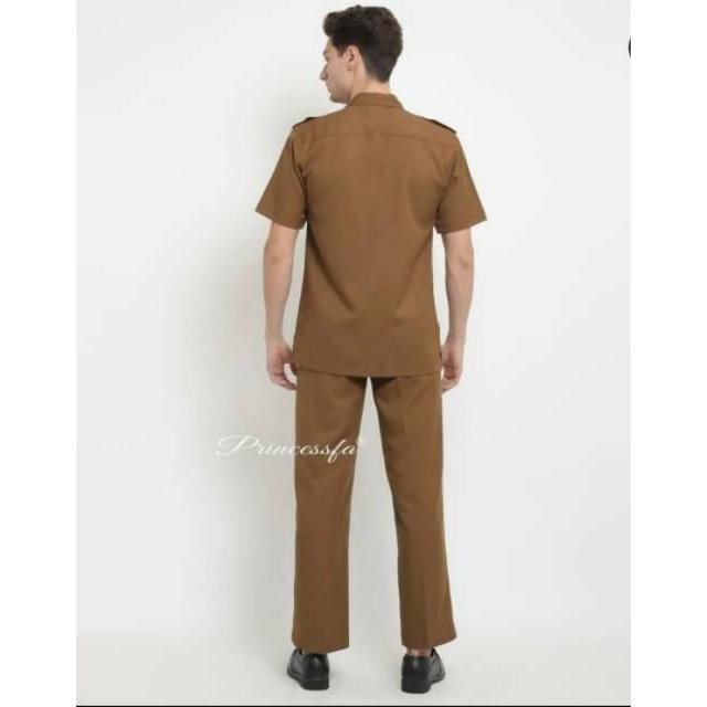 Seragam Pns/Pemda  Seragam Safari Pria / Lengan Pendek Coklat Tua