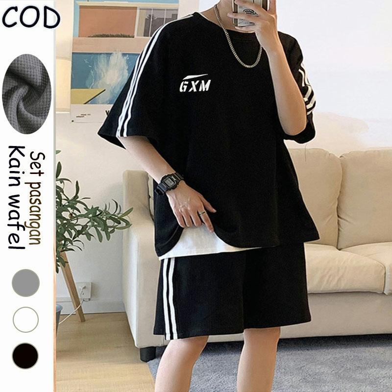Set Celana Pendek Lengan Pendek Set Olahraga Pria Set Olahraga Wanita Dewasa Set Couple Pasangan Kek