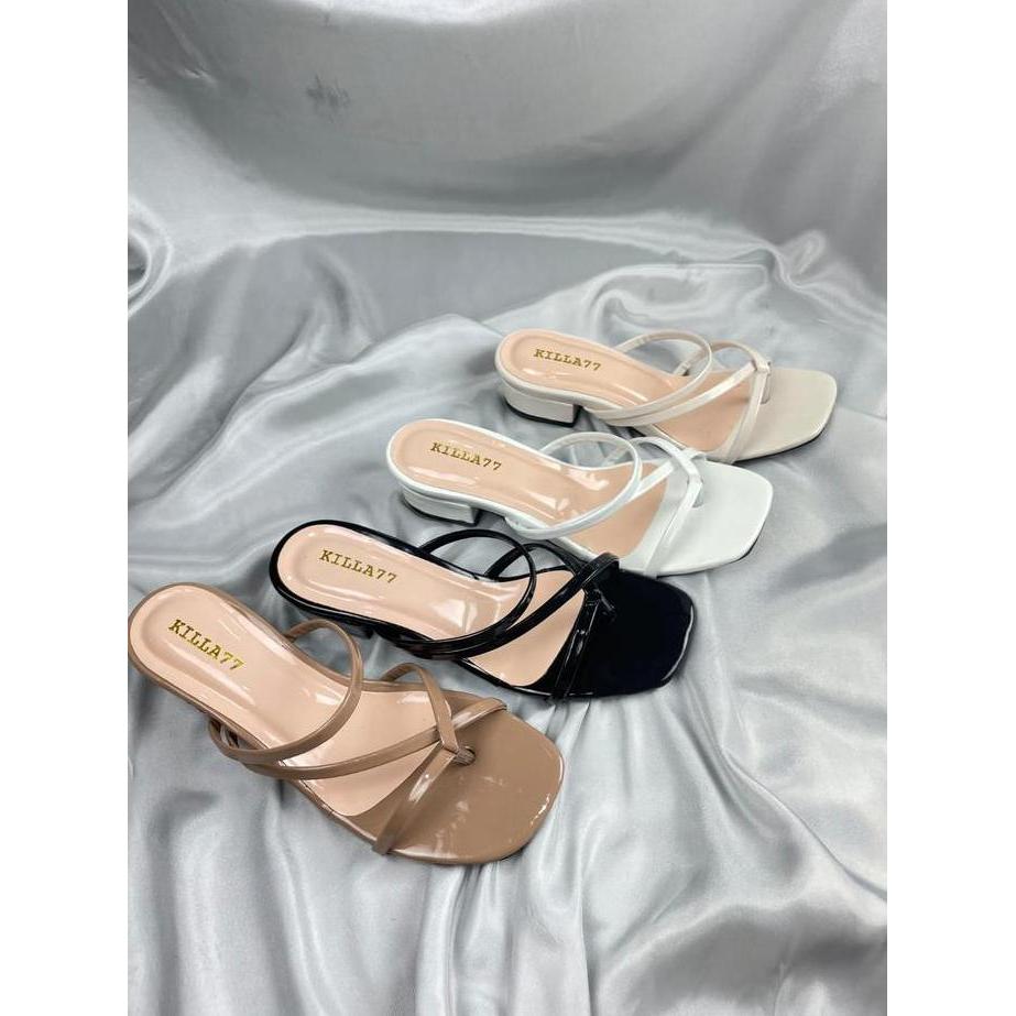 Jelitashoes- Sandal Heels Wanita Hak 3Cm Simple Elegan Ootd Kondangan Kekinian Terbaru