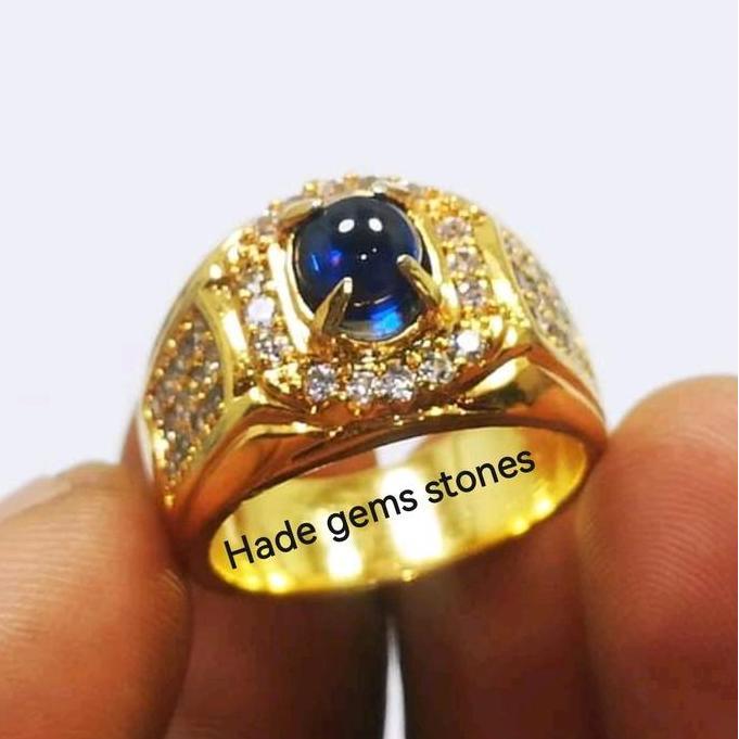 Bisainstan- Cincin  Harian Batu Mustika Lipan Biru Asli Bangkok Kekerasan 9'25 Mohs