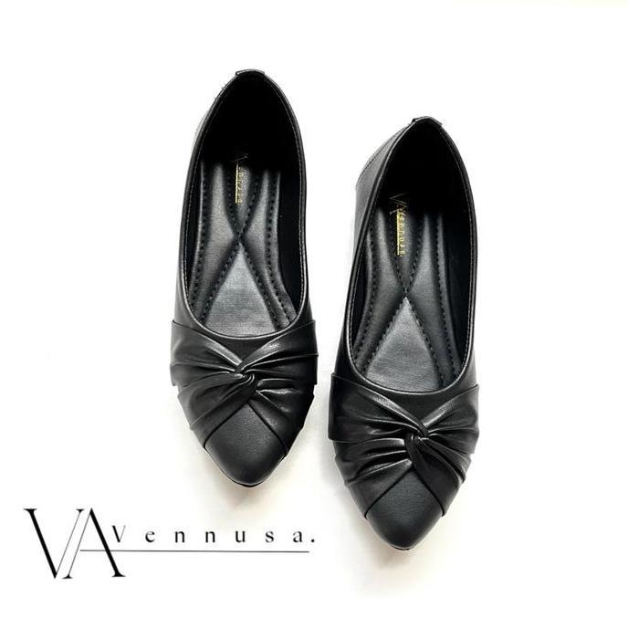Jelitashoes- Vennusa Sepatu Wanita Flatshoes/Flatshoes Wanita Hitam/Flatshoes Kerja Karet